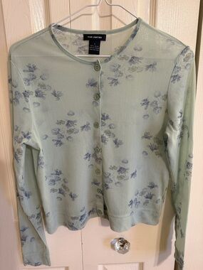 The Limited Mint Green Top with Blue Floral Print